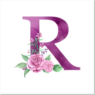 Floral Monogram R Beautiful Rose Bouquet Posters and Art